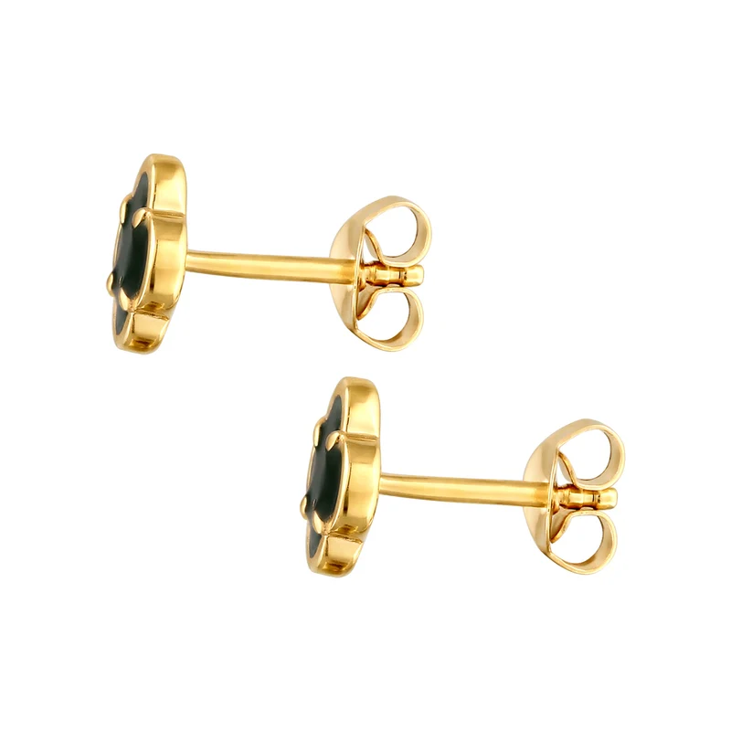 Ohrstecker Kleeblatt | Emaille (Weiß)