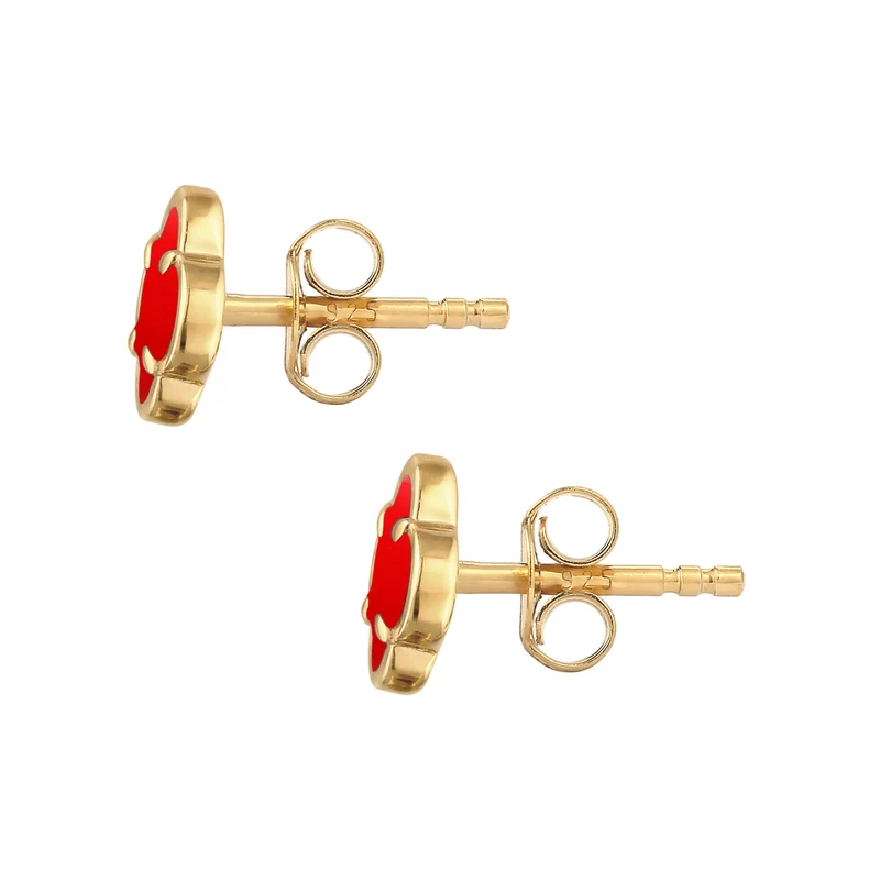 Ohrstecker Kleeblatt | Emaille (Weiß)