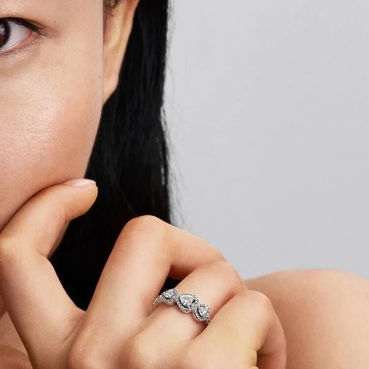 Halo Heart Trilogy Ring, Size 50