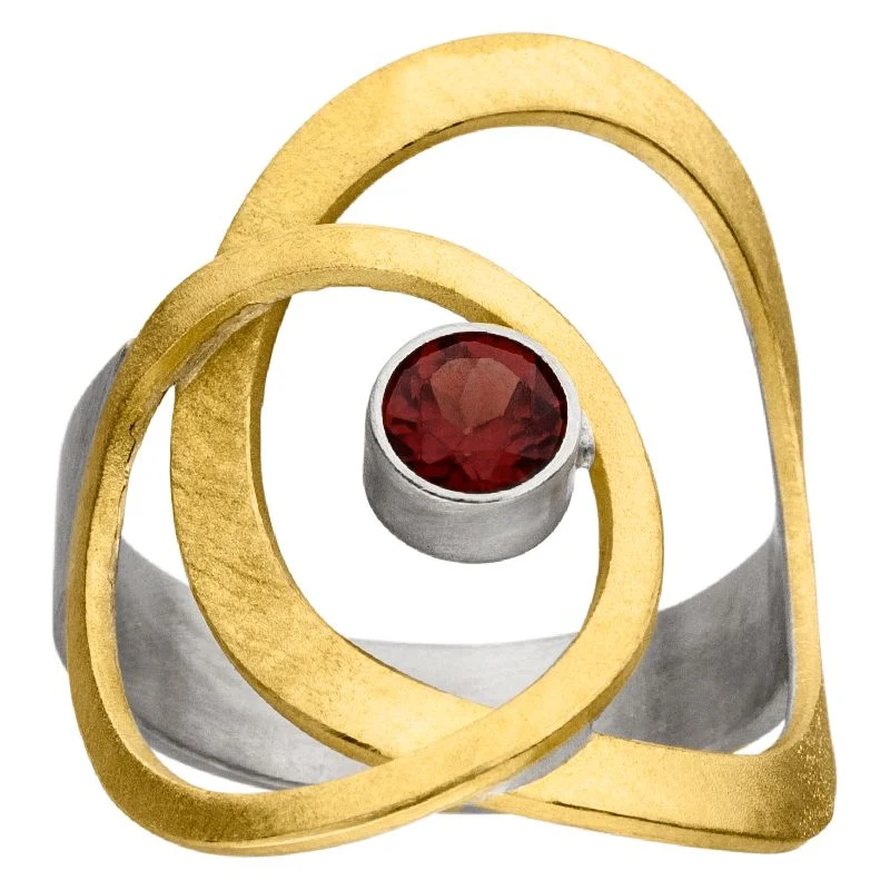 925er Silber Ring feingoldbelegt MANU R1288GT