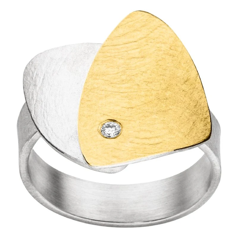 925er Silber Ring feingoldbelegt MANU R1311BR