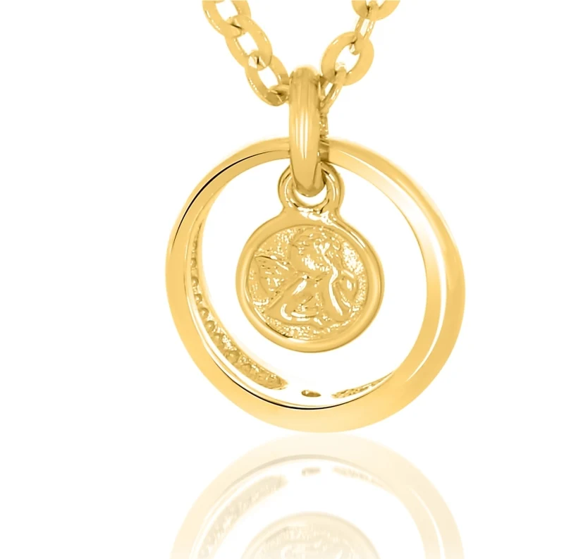 KETTE MIT TAUFRING UND ENGEL MOTIV VERGOLDET