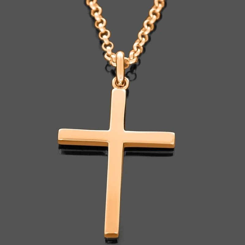 KETTE KREUZ ANHÄNGER ROSÉ VERGOLDET, TAUFKETTE, KOMMUNIONSGESCHENK