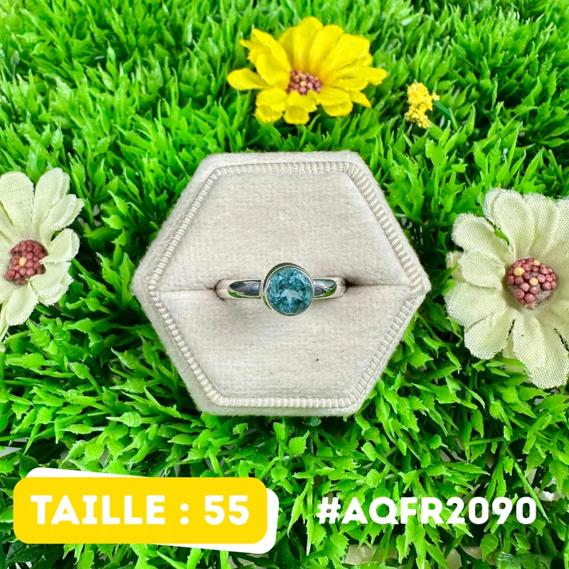 Facettierter Aquamarinring aus 925er Sterlingsilber #AQFR2090
