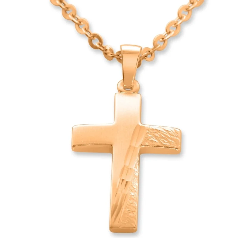 TAUFKREUZ ROSÉ VERGOLDET, SCHMUCK ZUR KOMMUNION