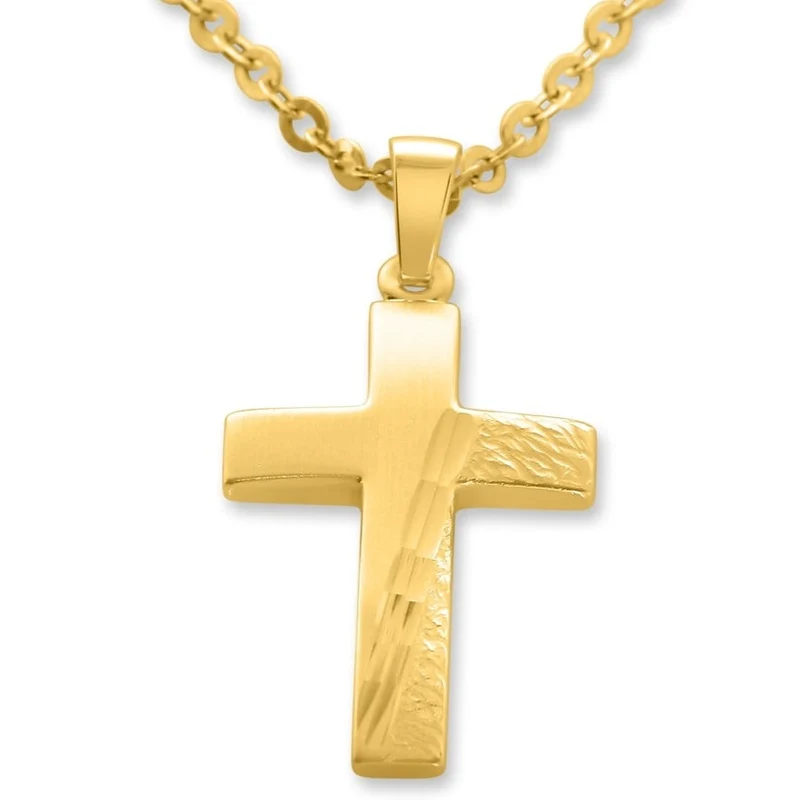 TAUFKETTE GOLDKREUZ KETTE VERGOLDET KREUZ ANHÄNGER ZUR KOMMUNION