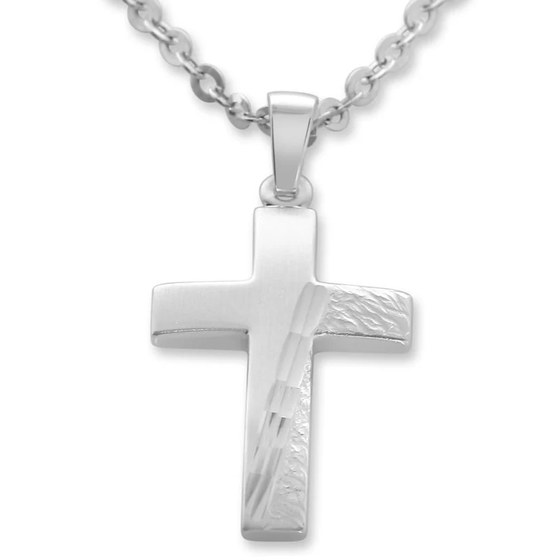 KREUZ KETTE 925 STERLING SILBER HALSKETTE TAUFE TAUFKREUZ GRAVUR