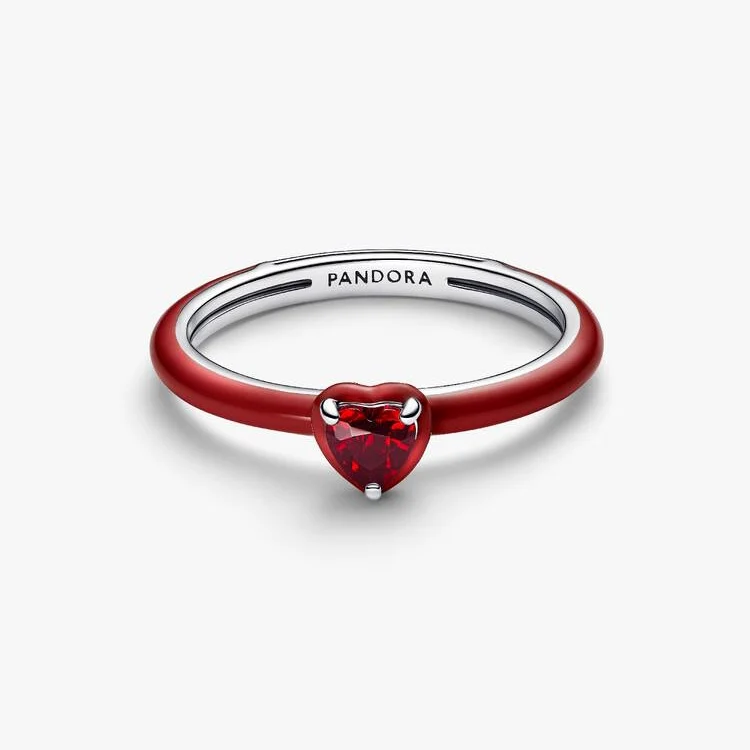 Red Chakra Heart Ring, Size 52