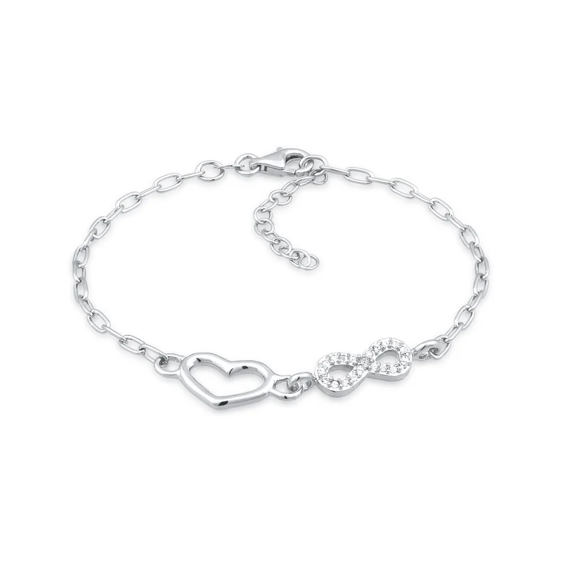 Glieder-Armband Herz Infinity | Mit Kristallen von Swarovski® (Weiß)