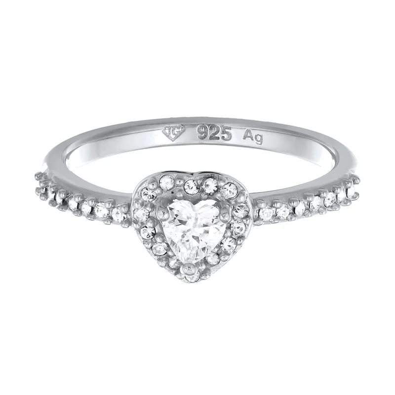 Ring mit Herz | Zirkonia (Weiß) & Glaskristalle (Weiß)