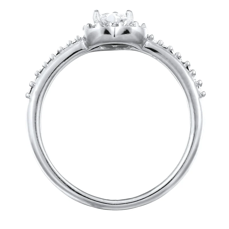 Ring mit Herz | Zirkonia (Weiß) & Glaskristalle (Weiß)