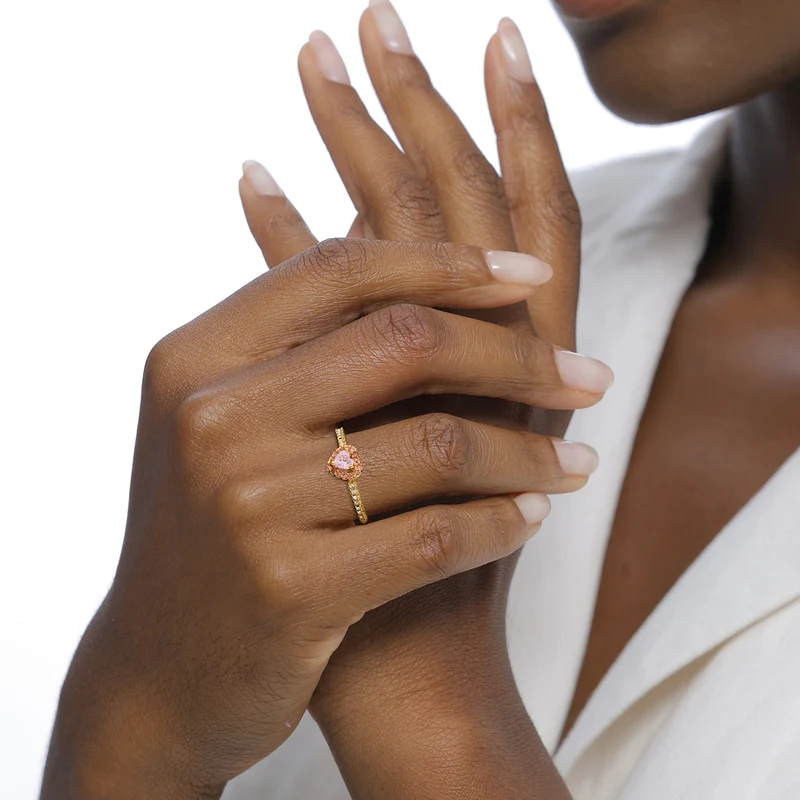 Ring mit Herz | Zirkonia (Weiß) & Glaskristalle (Weiß)