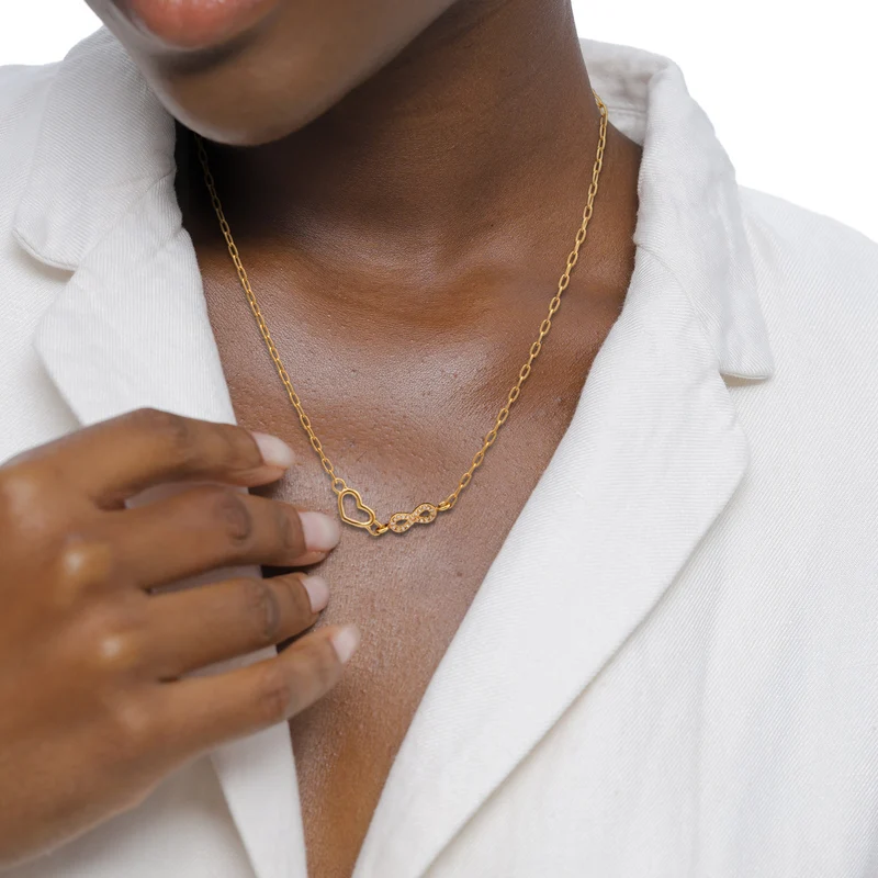 Halskette Herz Infinity | Mit Kristallen von Swarovski® (Weiß)