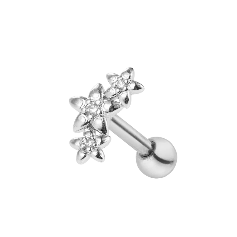 Pave Flower Ohr Piercing 18K Vergoldet