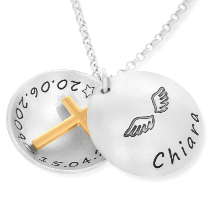 TAUFGESCHENK, MEDAILLON MIT GRAVUR, 925 SILBER