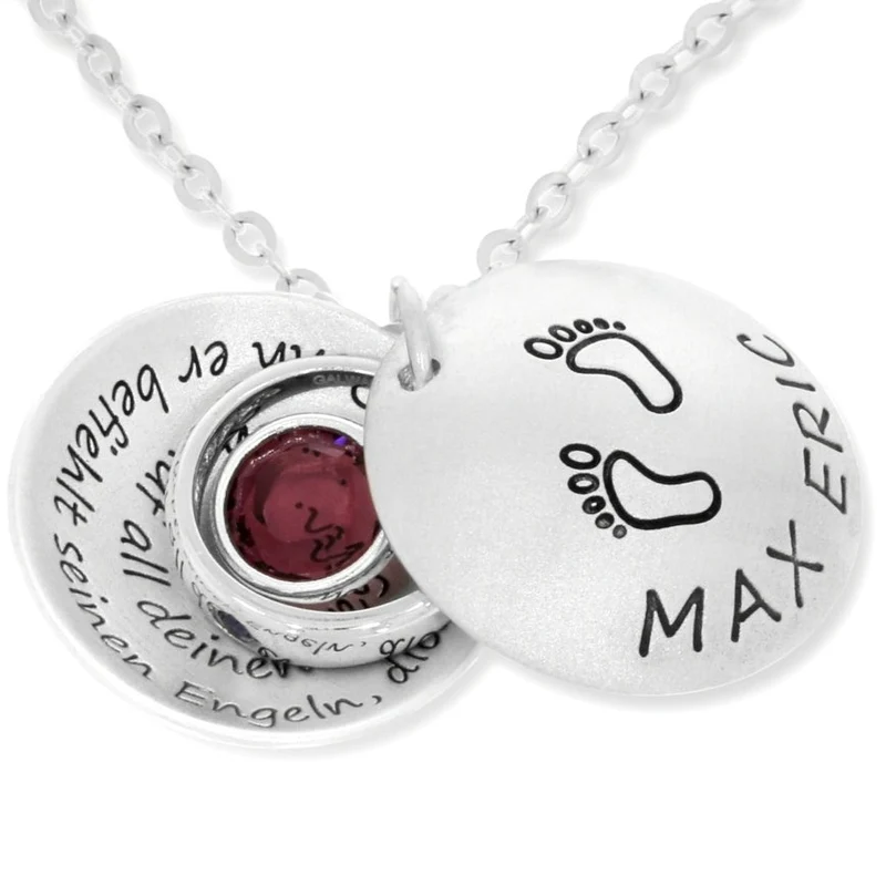 MEDAILLON ZUR TAUFE TAUFKETTE 925 STERLING SILBER NAMENSKETTE TEXT GRAVUR