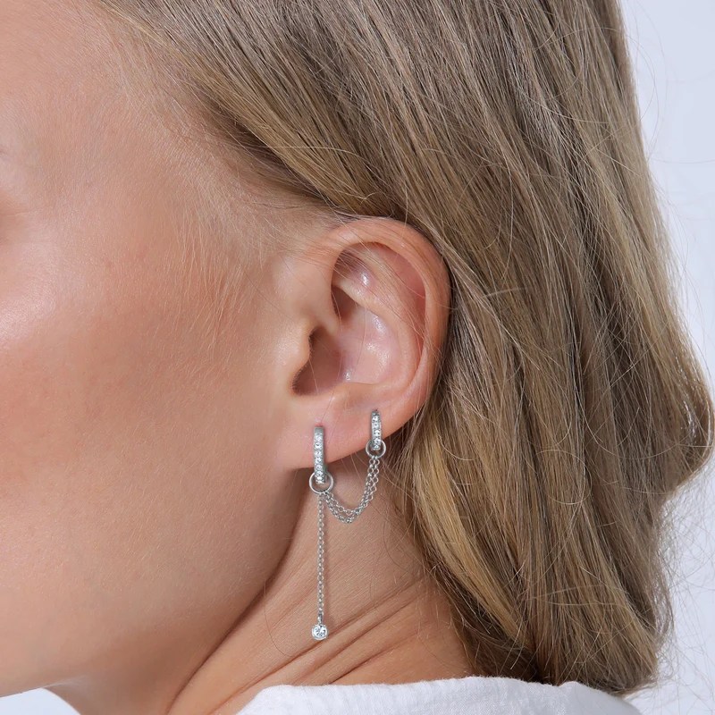 Creole Ear Chain | Mit Kristallen von Swarovski® (Weiß)