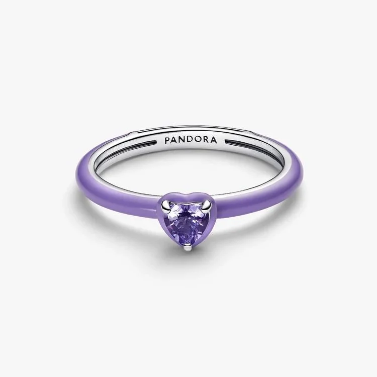 Purple Chakra Heart Ring, Size 52