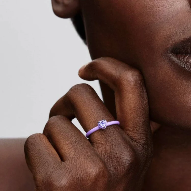 Purple Chakra Heart Ring, Size 52