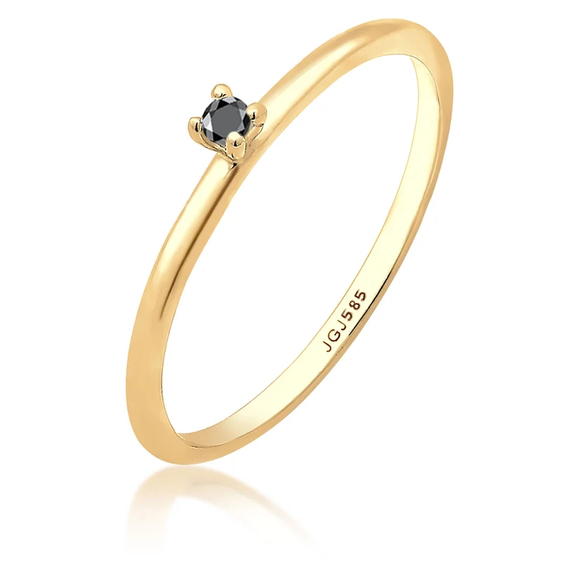 Solitär-Ring | Diamant (Schwarz, 0.003 ct)
