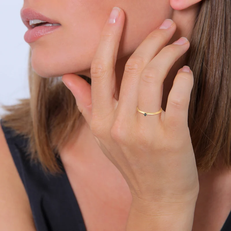 Solitär-Ring | Diamant (Schwarz, 0.003 ct)