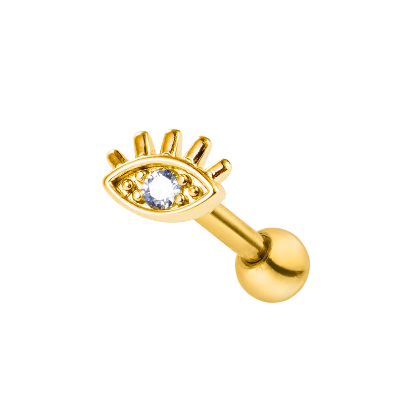 Pave Eye Ohr Piercing 18K Vergoldet