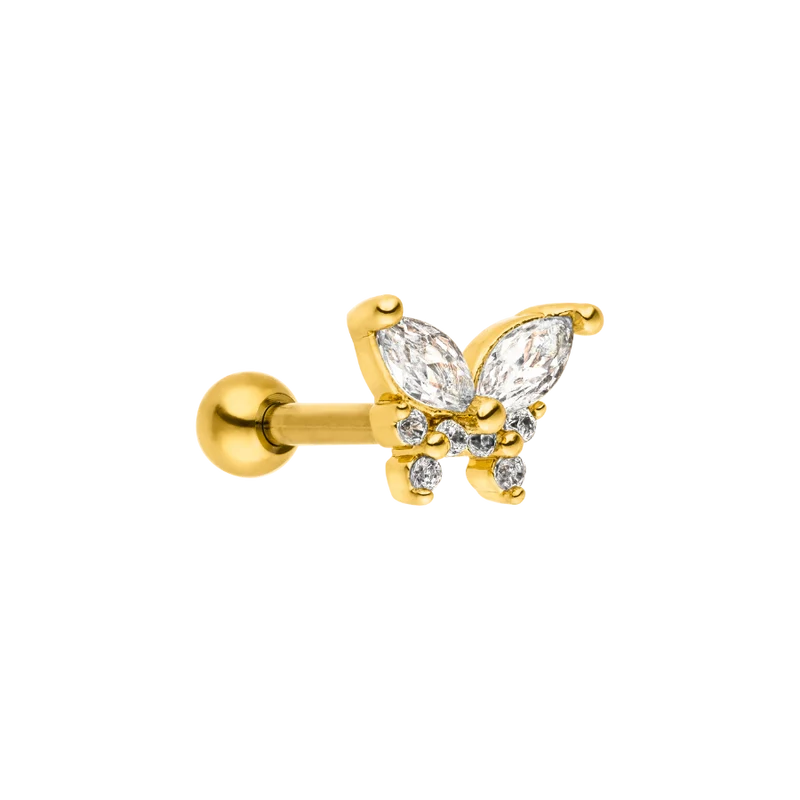 Pave Butterfly Ohr Piercing 18K Vergoldet