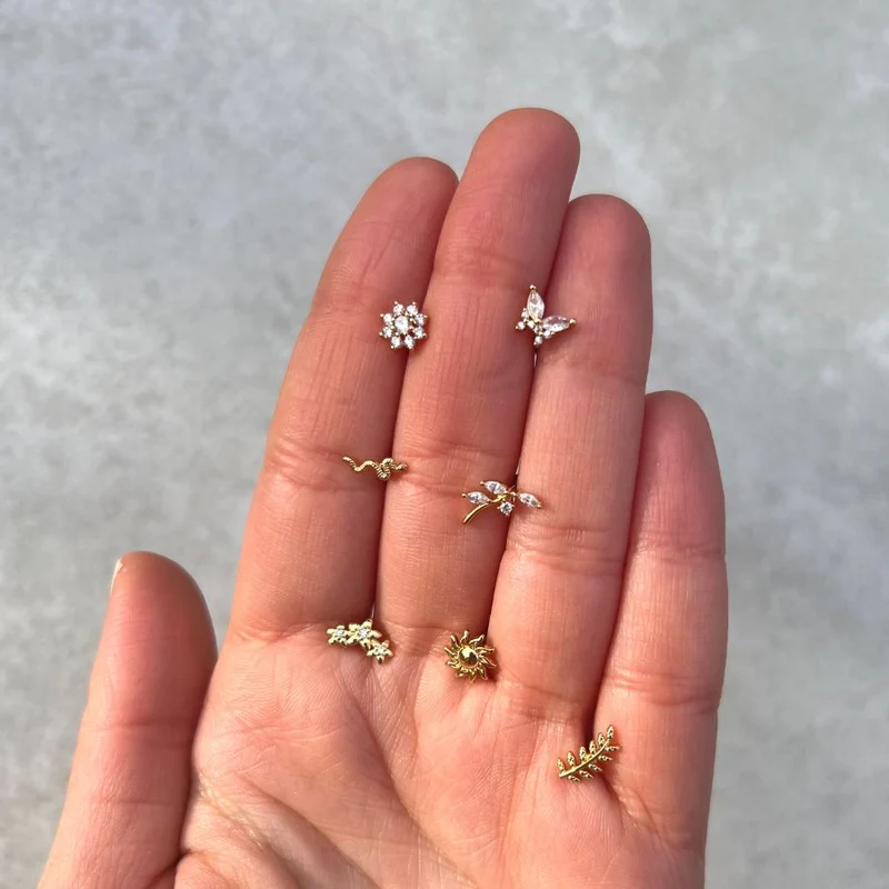 Pave Butterfly Ohr Piercing 18K Vergoldet