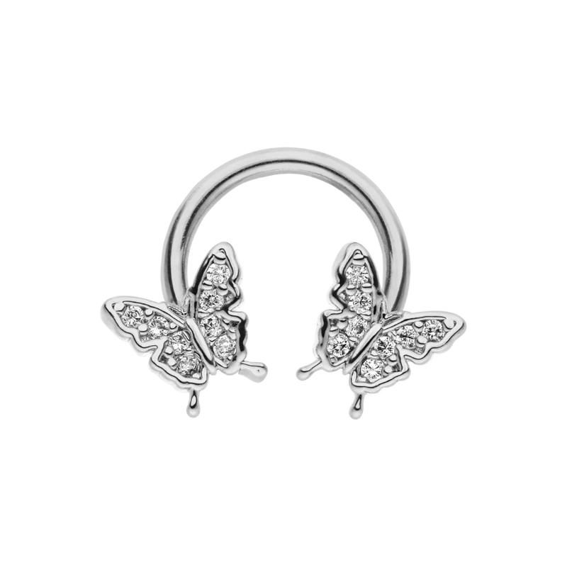 Pave Butterfly Hufeisen Piercing 18K Vergoldet