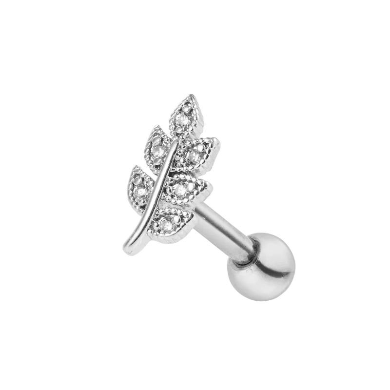 Pave Leaf Ohr Piercing 18K Vergoldet