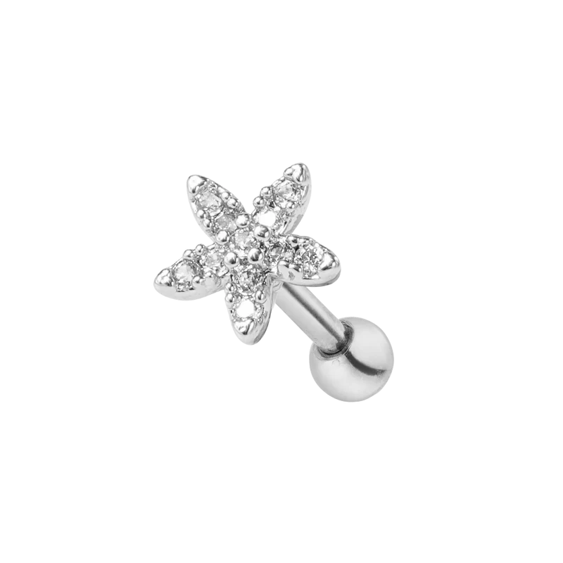 Pave Star Ohr Piercing 18K Vergoldet