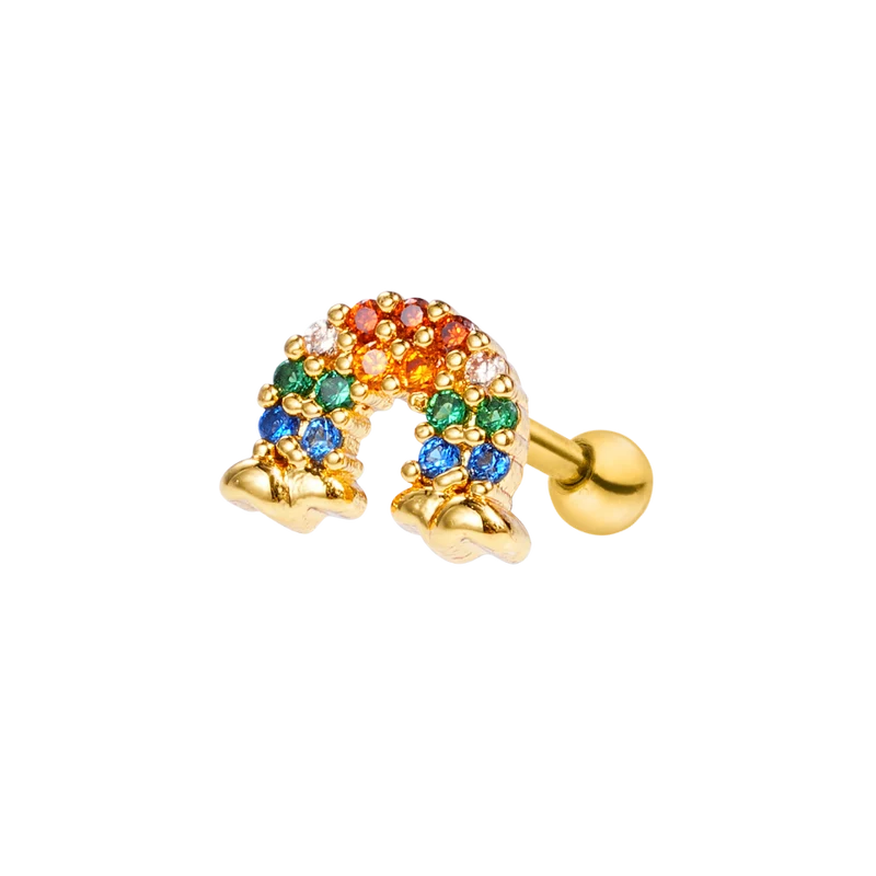Pave Rainbow Ohr Piercing 18K Vergoldet