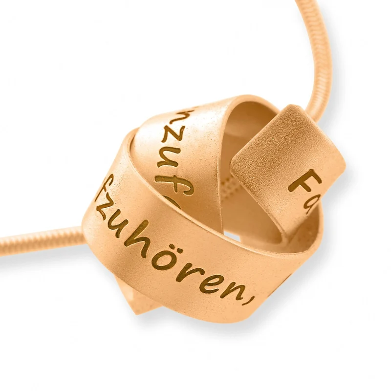 KNOTEN ANHÄNGER DAMEN SCHMUCK ROSÉ VERGOLDET, GRAVUR HALSKETTE KNOTENSCHMUCK