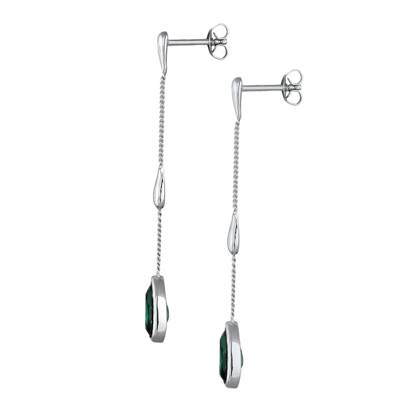 Ohrstecker Tropfen | Quarz (Grün)