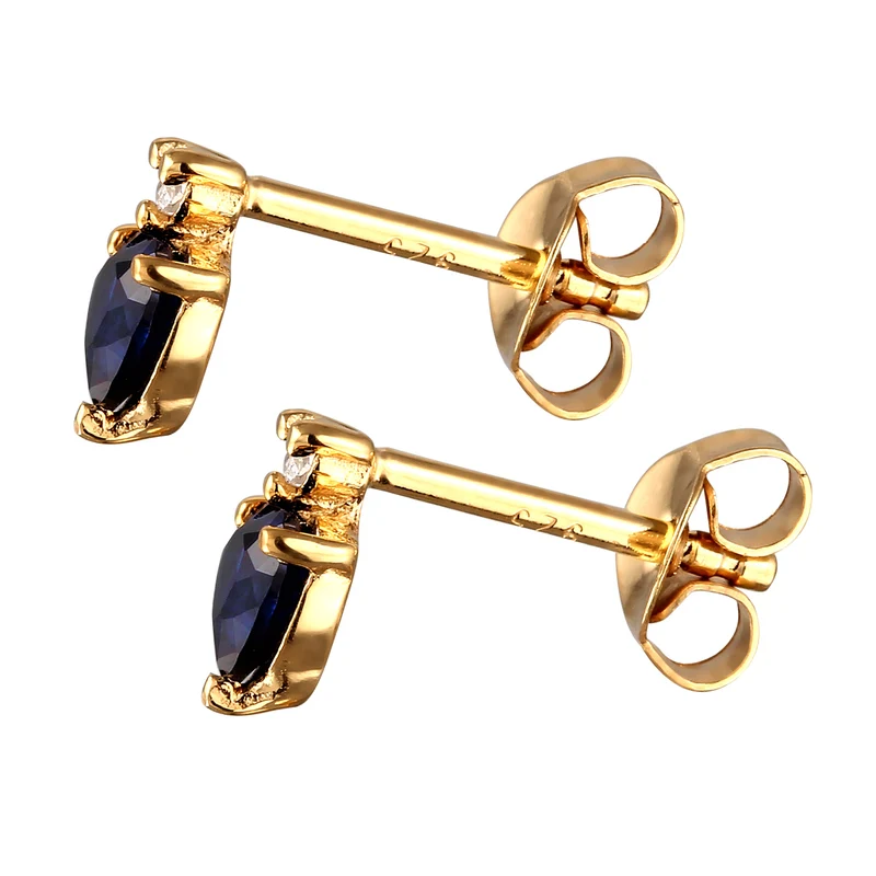 Ohrstecker Herz | Laborgezüchteter Diamant (0.008 ct) & Saphir (Blau)