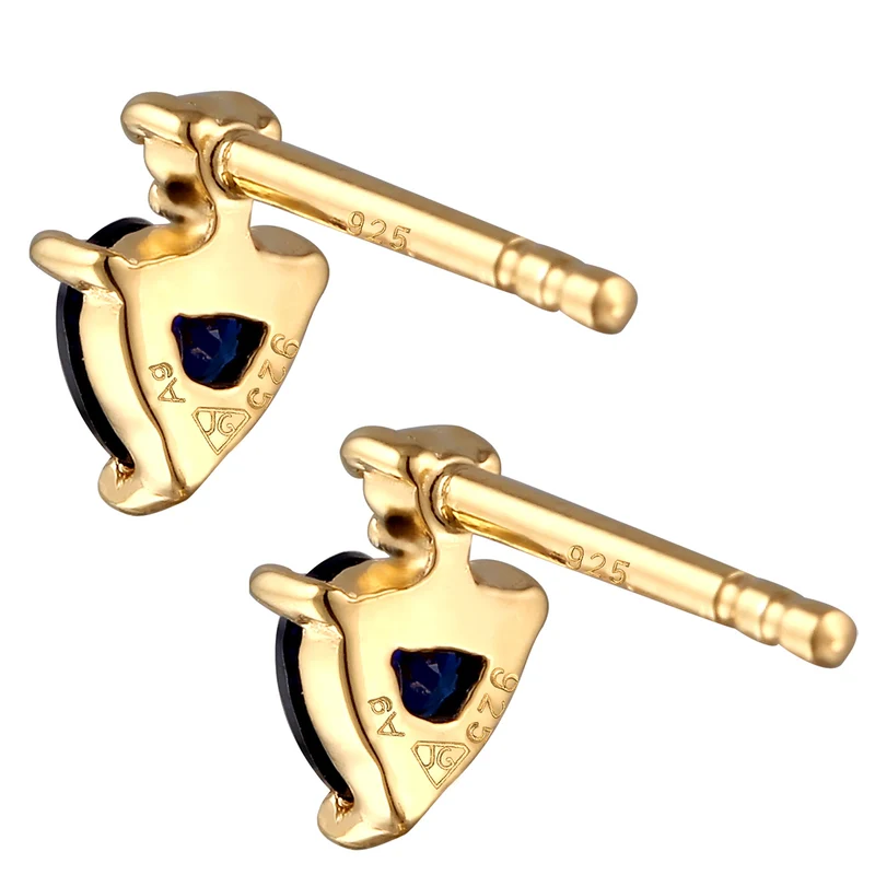 Ohrstecker Herz | Laborgezüchteter Diamant (0.008 ct) & Saphir (Blau)