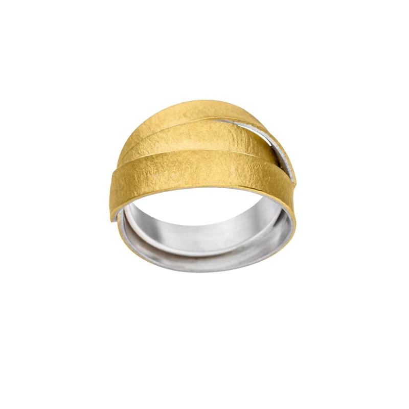 925er Silber Ring feingoldbelegt MANU R1188G