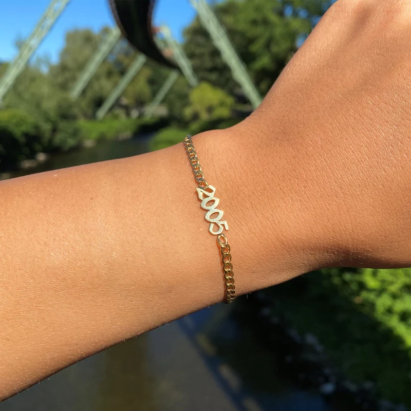 Jahreszahl Armband | 18K vergoldet