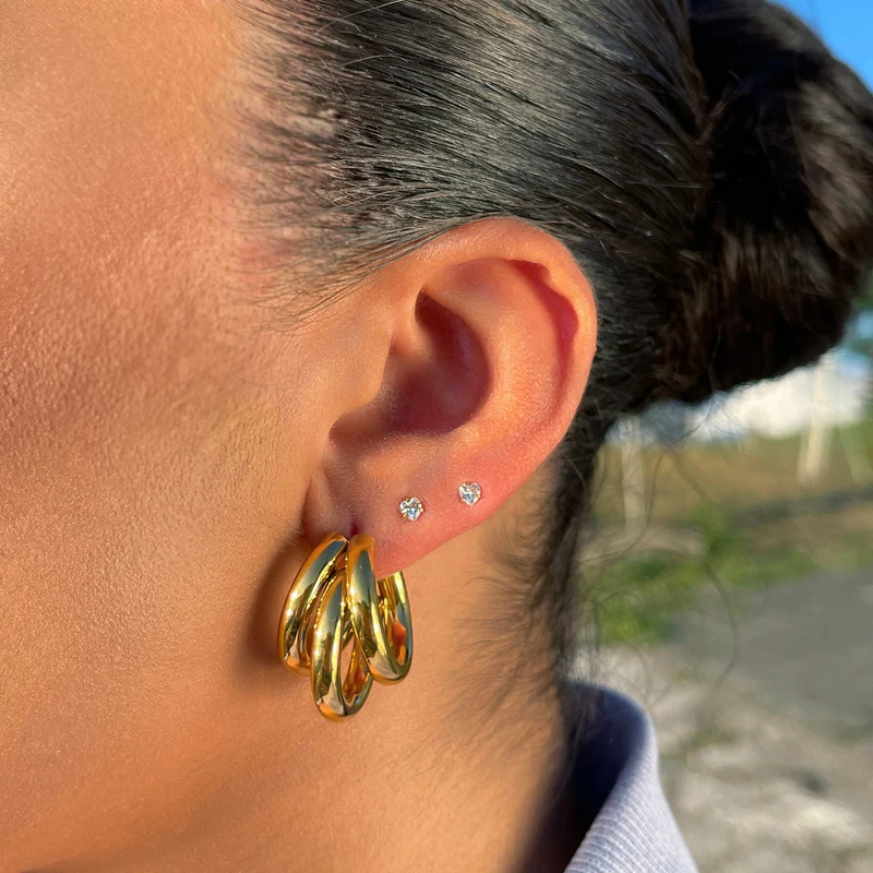 Triple Ohrstecker | 18K vergoldet