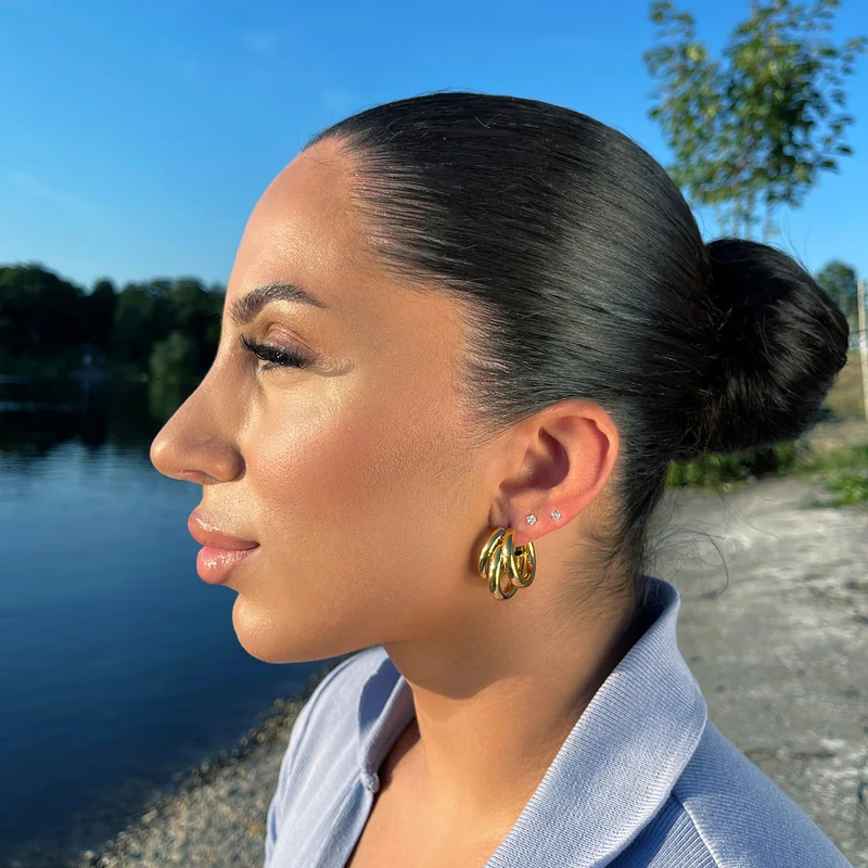 Triple Ohrstecker | 18K vergoldet