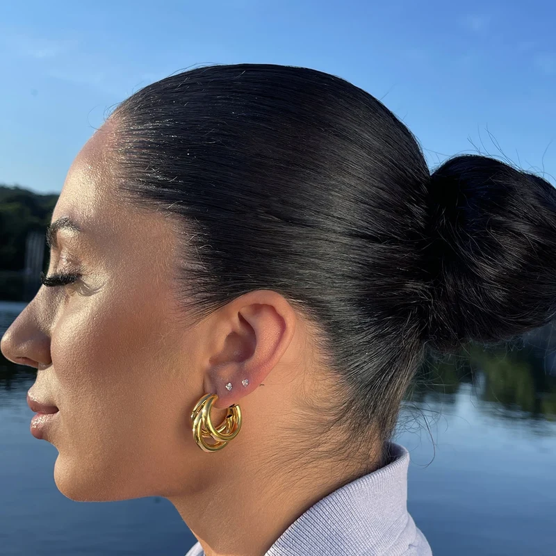Triple Ohrstecker | 18K vergoldet