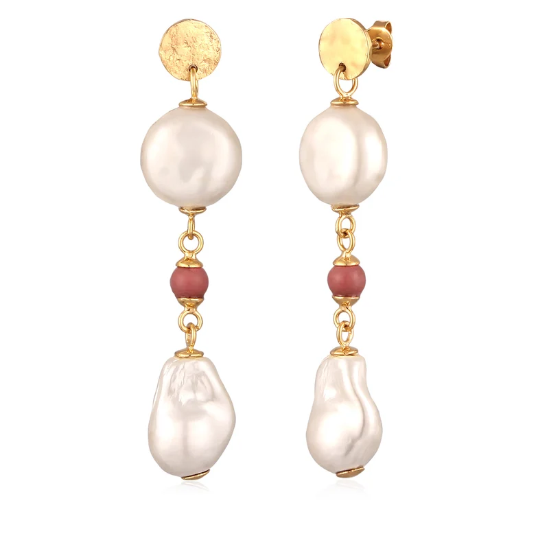 Ohrstecker Barock | Perlen & Rhodonit (Rosa)