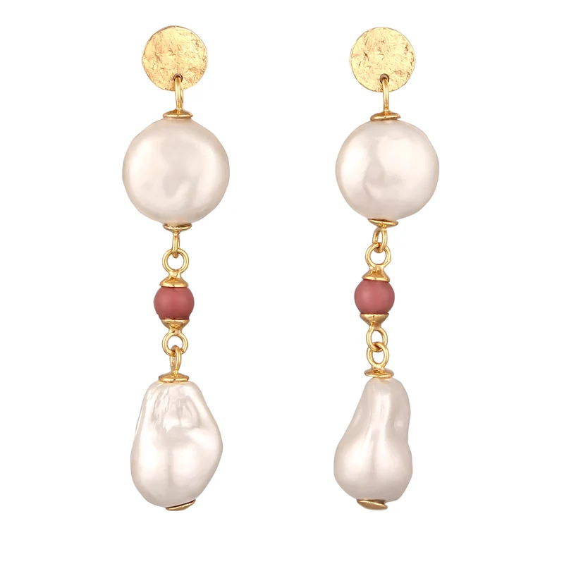 Ohrstecker Barock | Perlen & Rhodonit (Rosa)