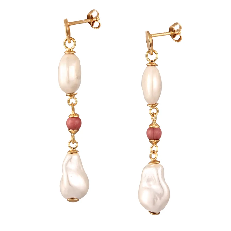 Ohrstecker Barock | Perlen & Rhodonit (Rosa)