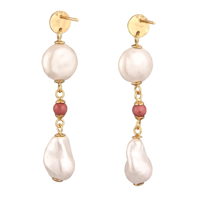 Ohrstecker Barock | Perlen & Rhodonit (Rosa)
