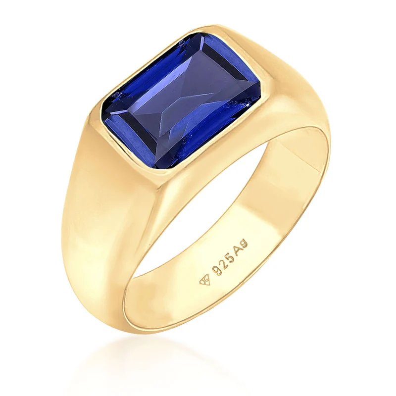 Blue Sapphire Octagon Gem Halskette & Ring Schmuck Set