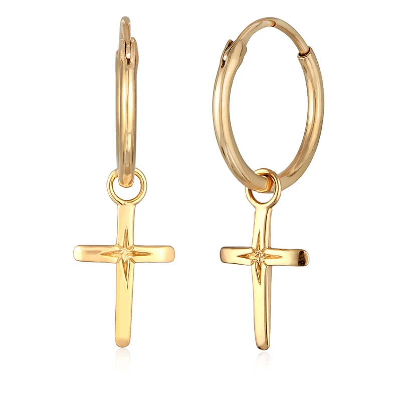 Stella Kreuz Halskette & Creolen Schmuck Set