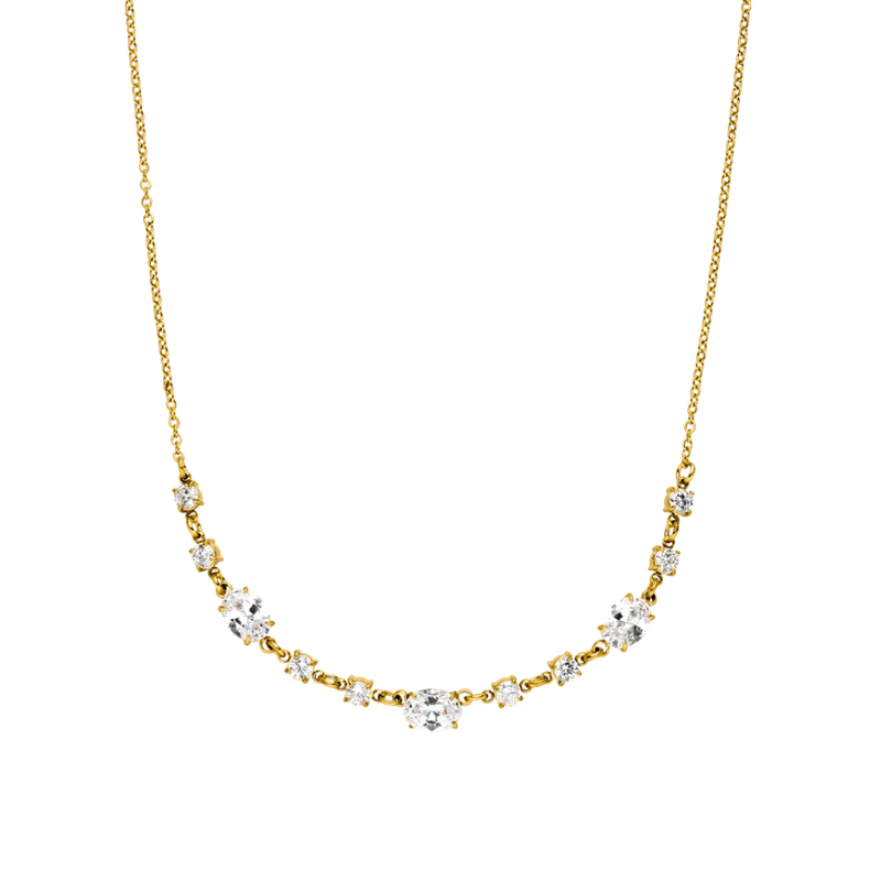 Tennis Oval Kette 14K Vergoldet