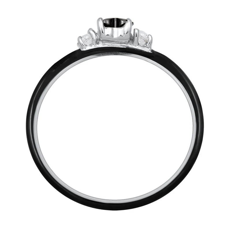 Ring Herz | Zirkonia & Emaille (Schwarz)