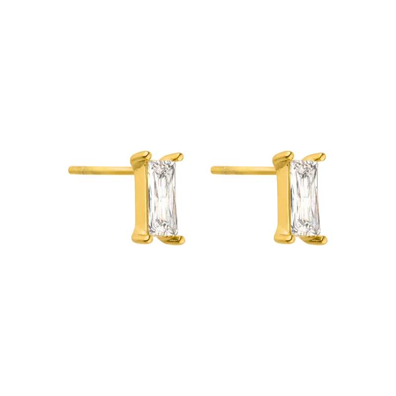 Baguette Ohrstecker 14K Vergoldet